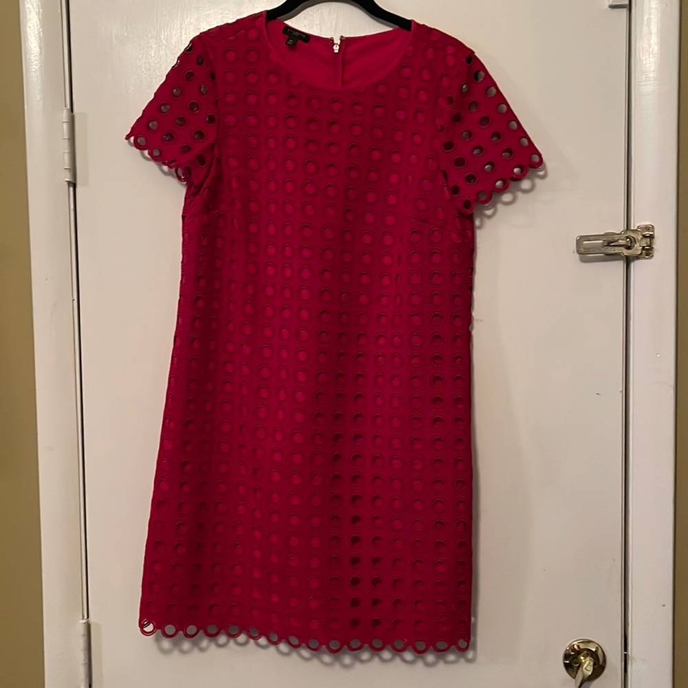 Red circle eyelet lace dress